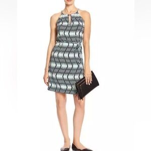 BANANA REPUBLIC BLUE HERRINGBONE FRONT KEYHOLE CAREER CASUAL DRES SIZE M